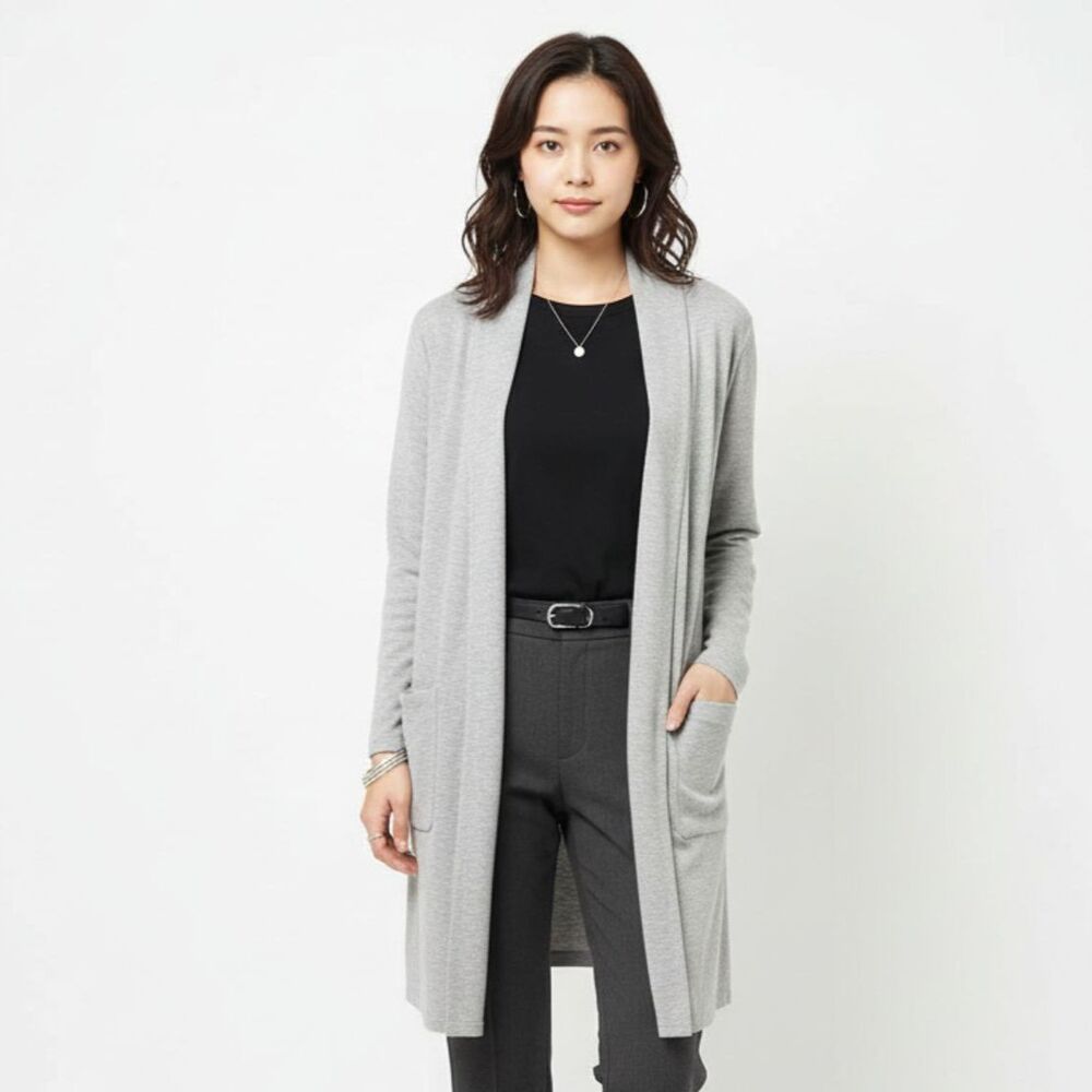 J Crew Gray Open Front Duster Knit Sweater S